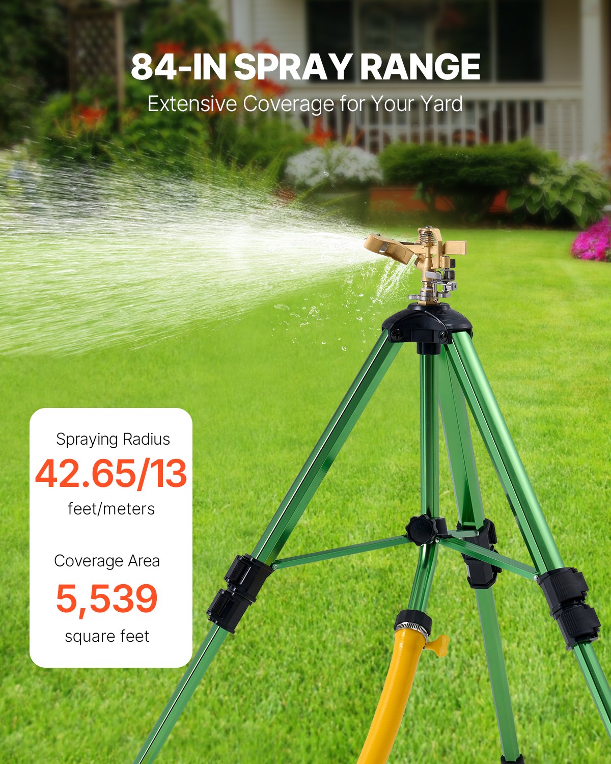 Heavy Duty Tripod Sprinkler Set - Brass Head, 360° Coverage, Green