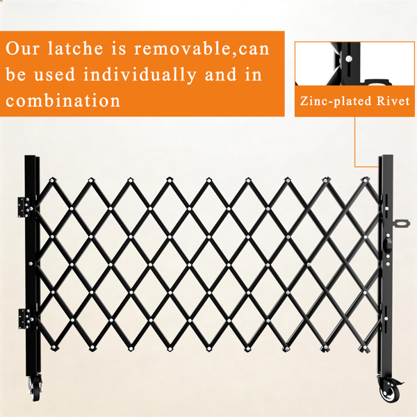 Foldable Security Gate with Lockable Swivel Casters - Portable Safety Barrier for Garage & Driveway