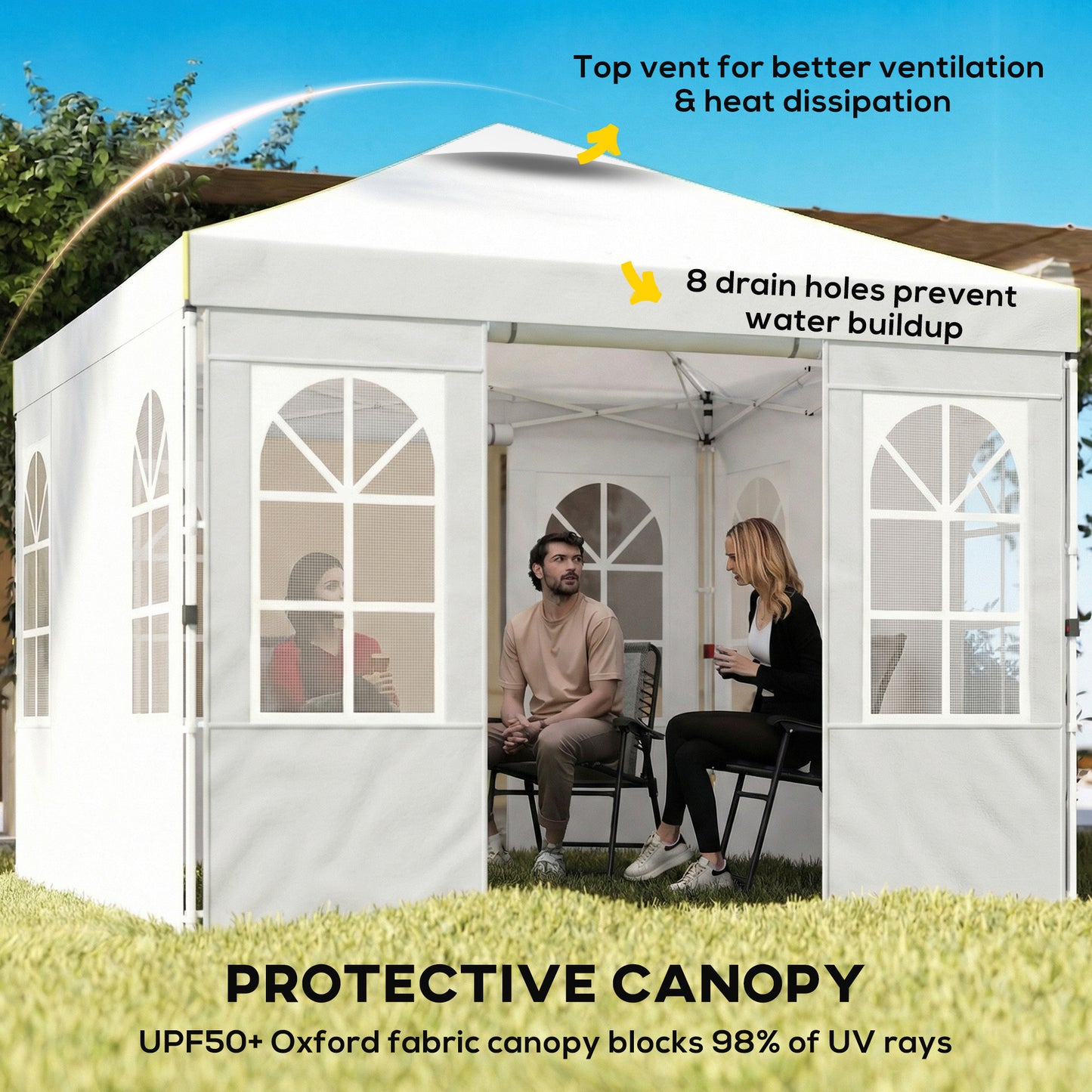 Pop Up Canopy Tent 9.6 x 9.6 ft with Sidewalls - White