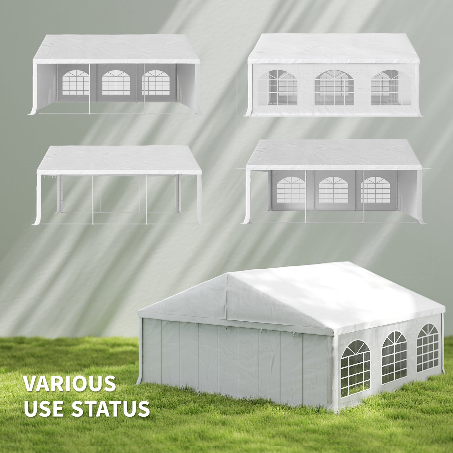 20' x 20' Heavy-Duty Wedding & Party Tent with Sidewalls - White