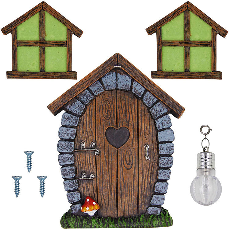 Fairy Gnome Garden Decor Doors and Windows Set - Pastoral Resin Ornaments
