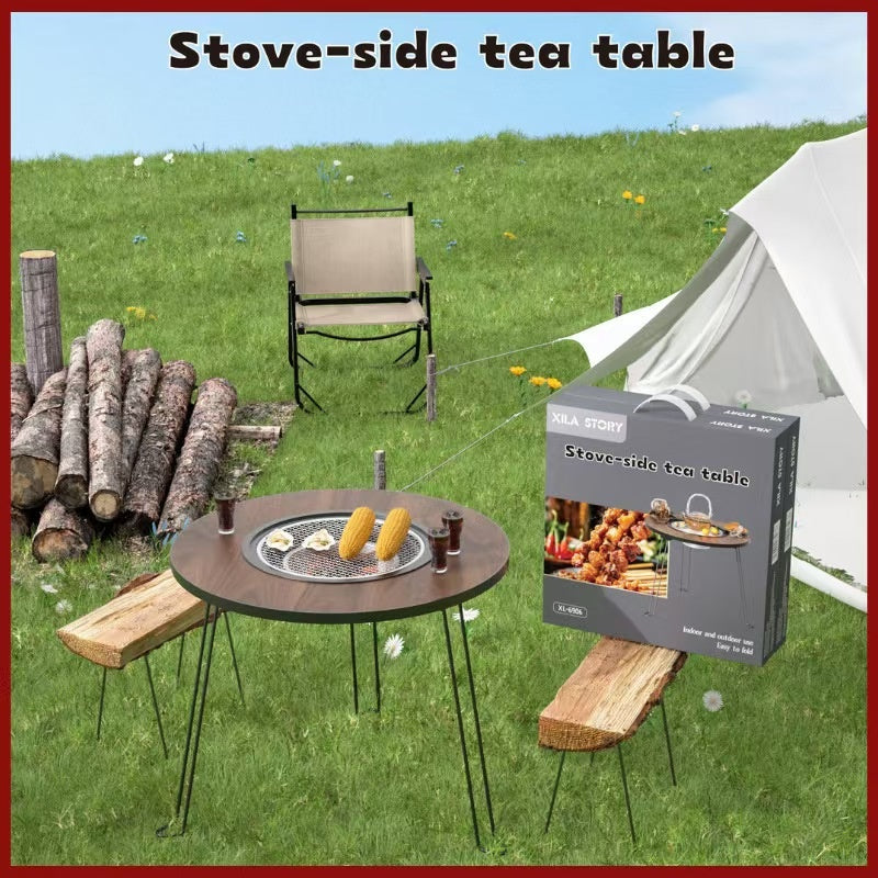 60cm Folding Outdoor Barbecue & Tea Table - Portable Garden & Home Storage