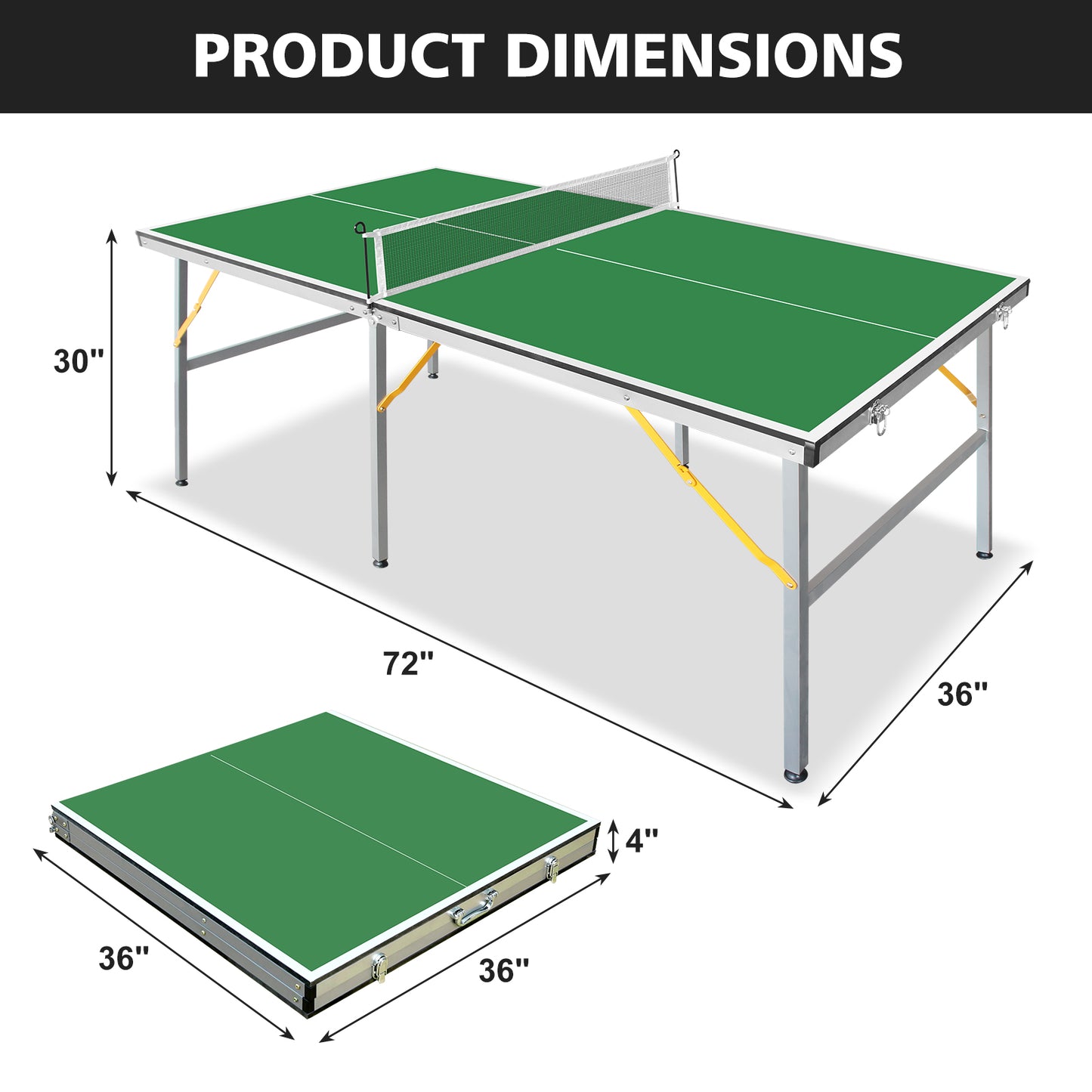 6FT Foldable Table Tennis Table Set - Green with Net, Paddles & Balls