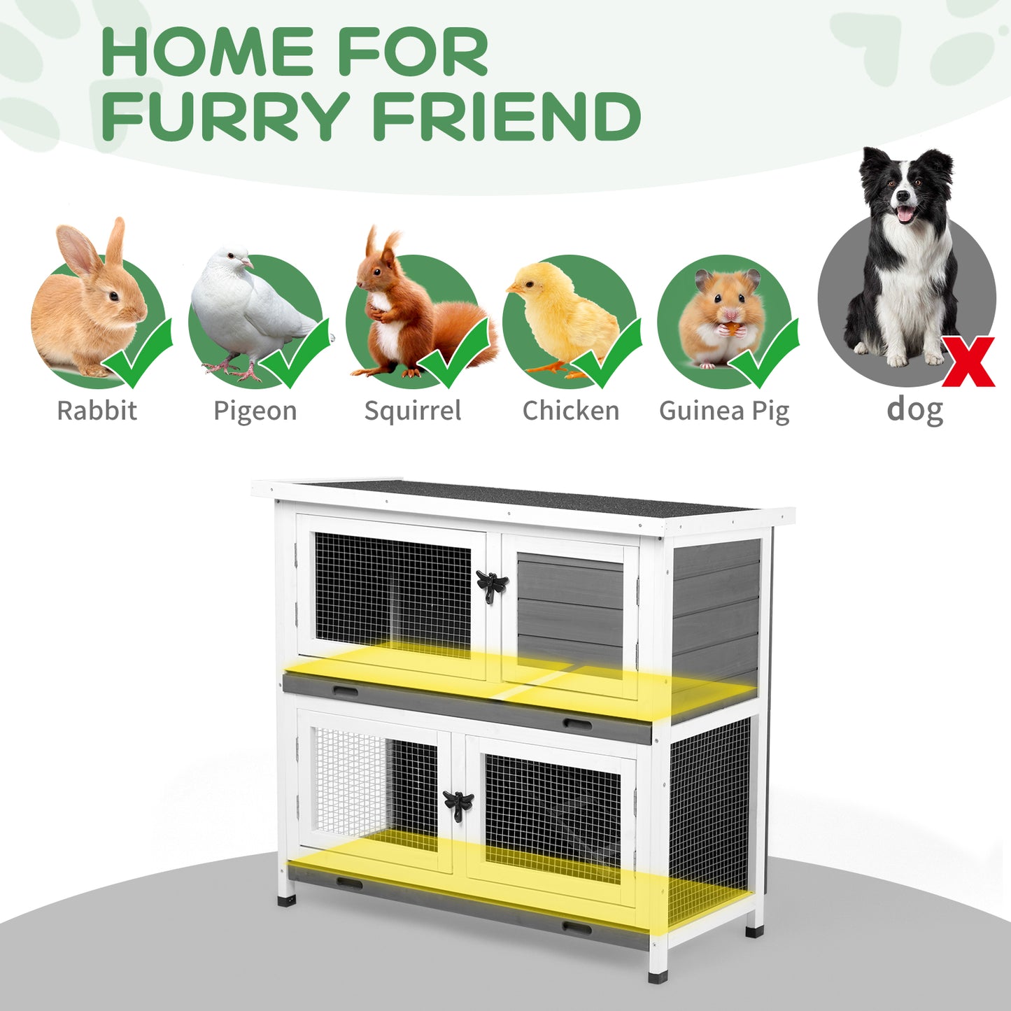 2-Story Pet Cage with Pull-Out Trays for Small Animals - Grey Cedar