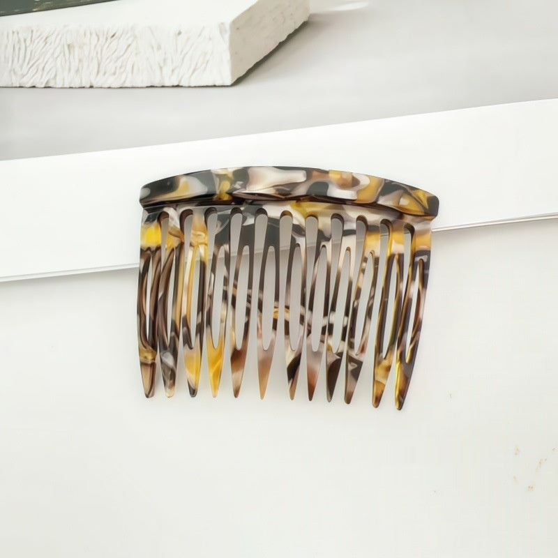 Leopard Print Hair Comb - Acetate Geometric Design