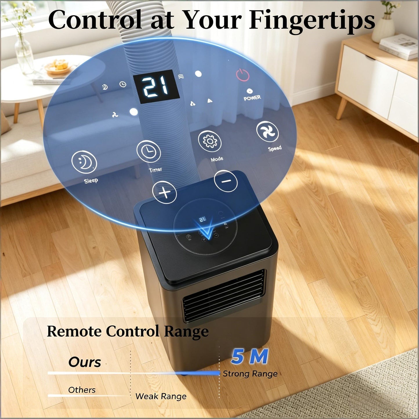 Portable Air Conditioner with Five Modes - Black