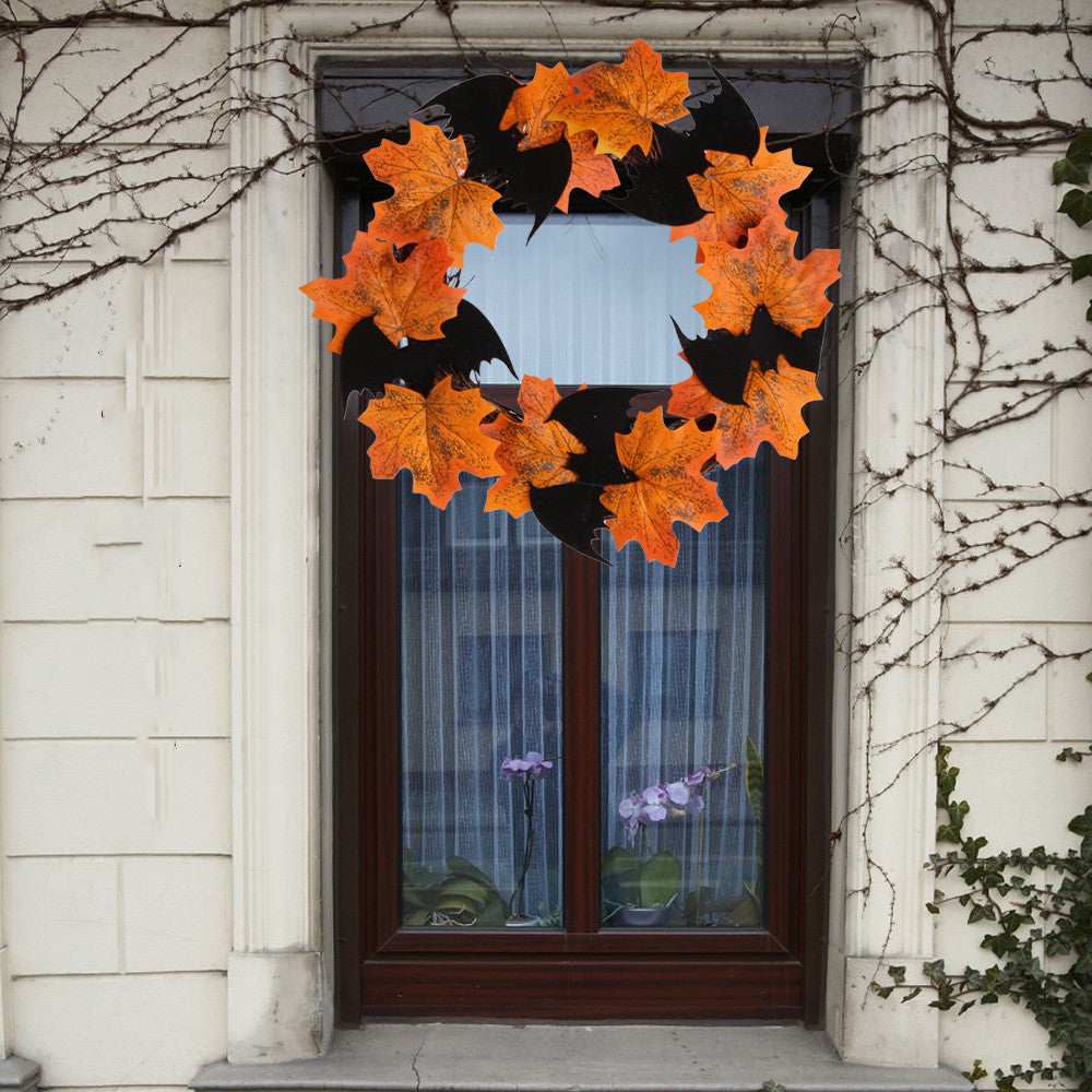 Halloween Bat Garland Pendant Door & Window Decoration - Orange, 25cm