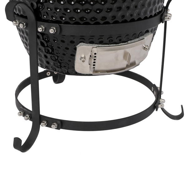 13in Round Charcoal Ceramic Grill Black for Outdoor Barbecue