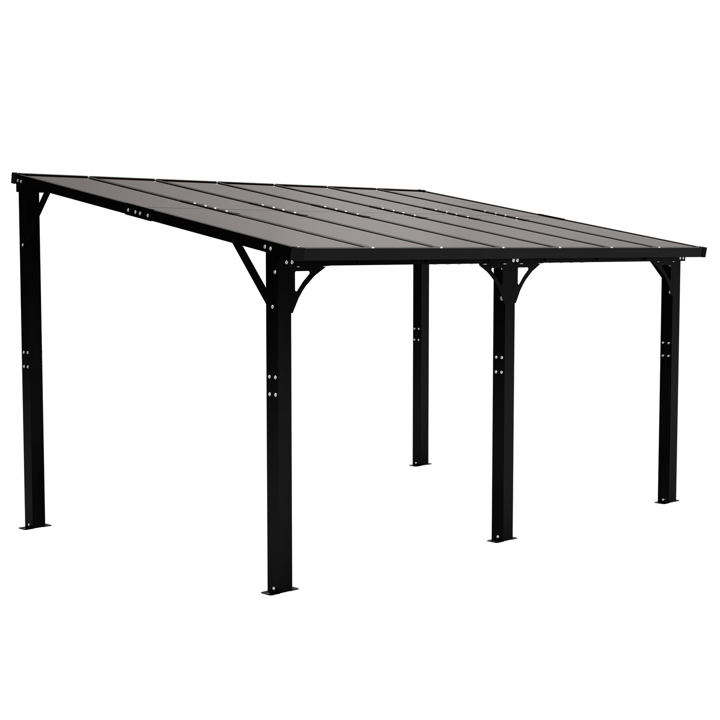 14x10 FT Hardtop Gazebo with Polycarbonate Roof - Brown