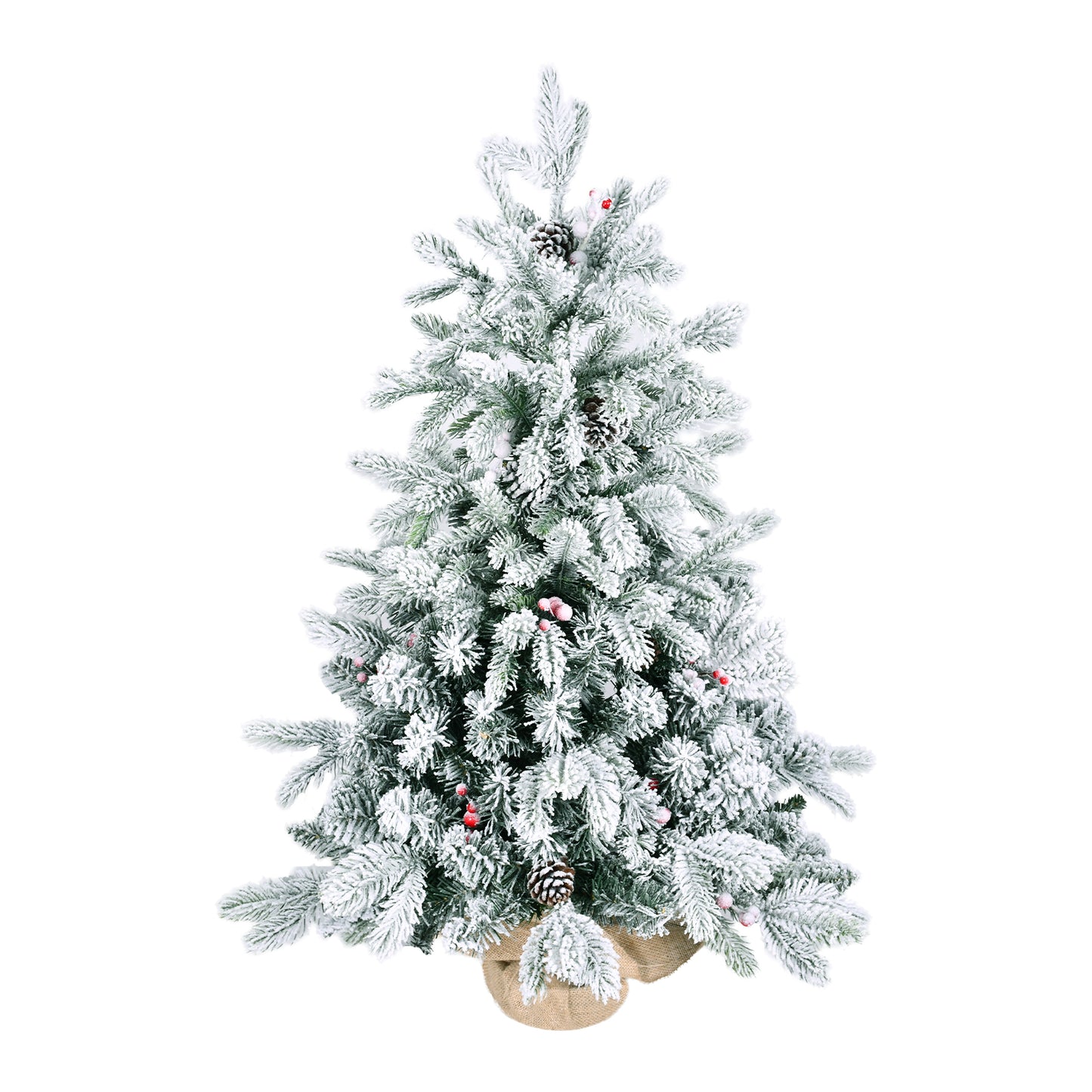 3ft Snow Flocked Artificial Christmas Tree with Pine Cones & Berries