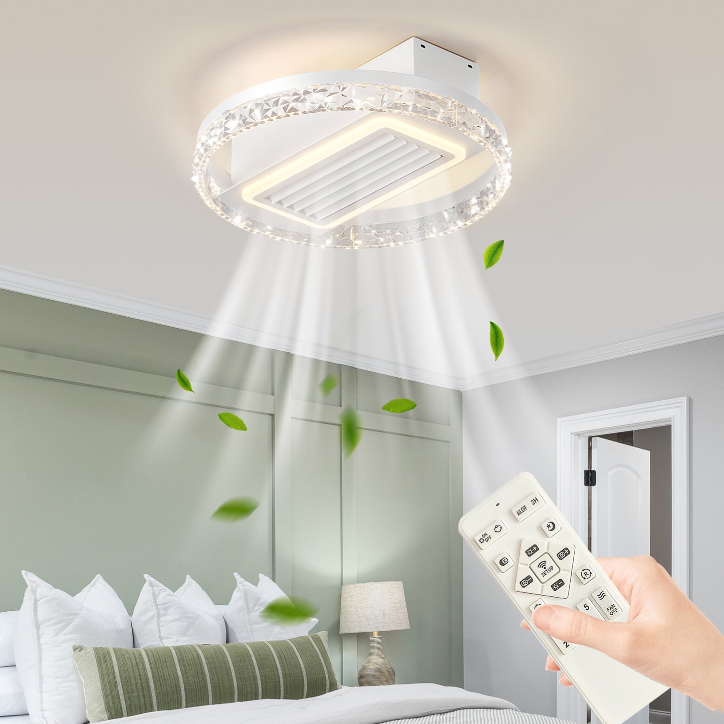 20-Inch LED Bladeless Ceiling Fan Light with Remote Control
