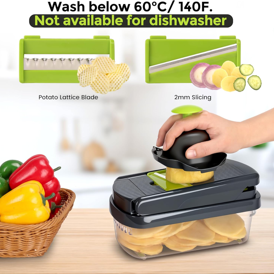 12-in-1 Vegetable Chopper with Container & Sharp Blades