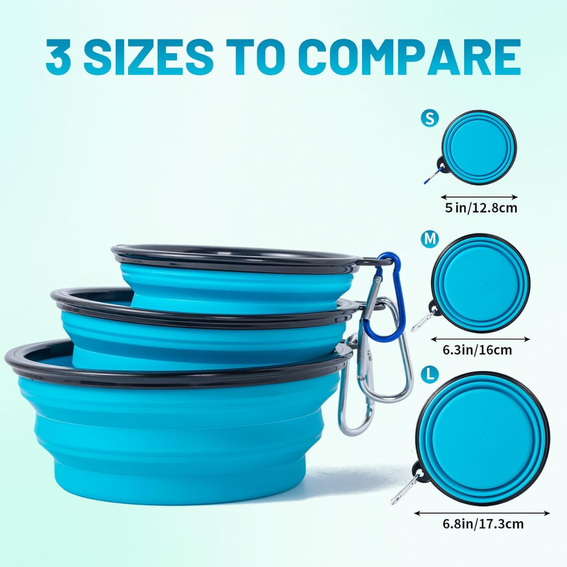 Portable Collapsible Dog & Cat Travel Water Bowl with Cover Lids - 3 Sizes