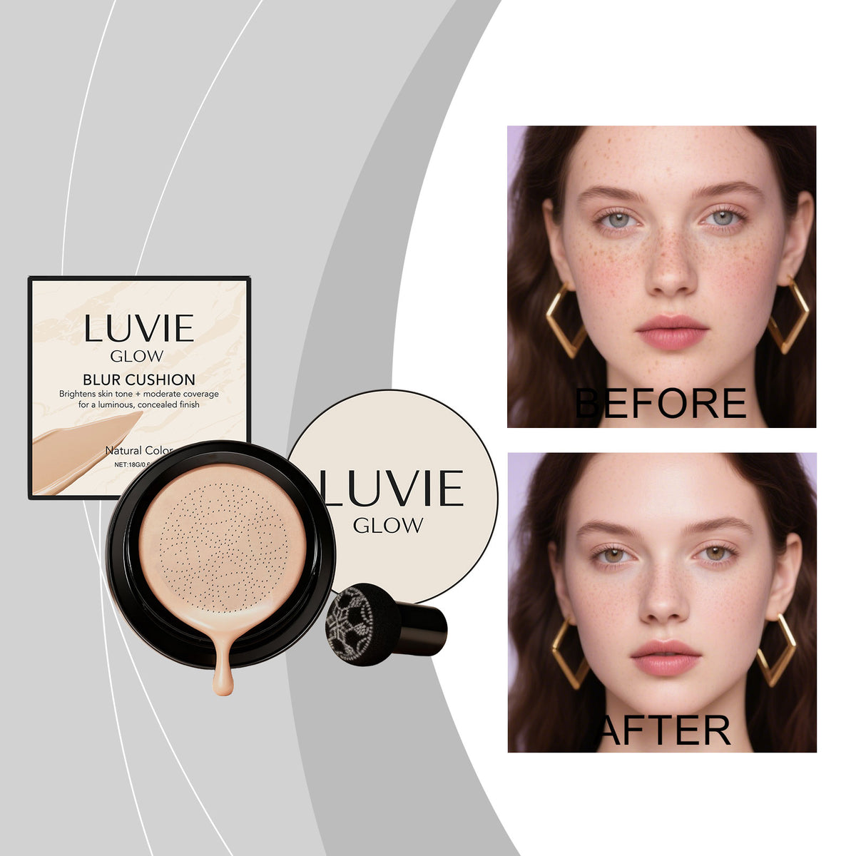 Natural Shade Cushion Foundation 18g - Flawless Face Makeup