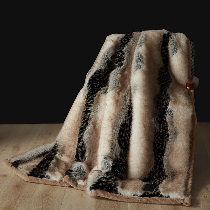 Faux Fox Fur Winter Throw Blanket for Sofa - Soft, Plush Home Decor