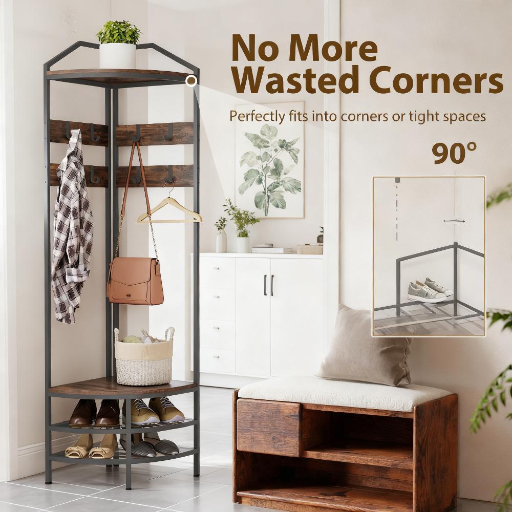 Industrial 4-Tier Coat Rack Hall Tree with Shoe Storage