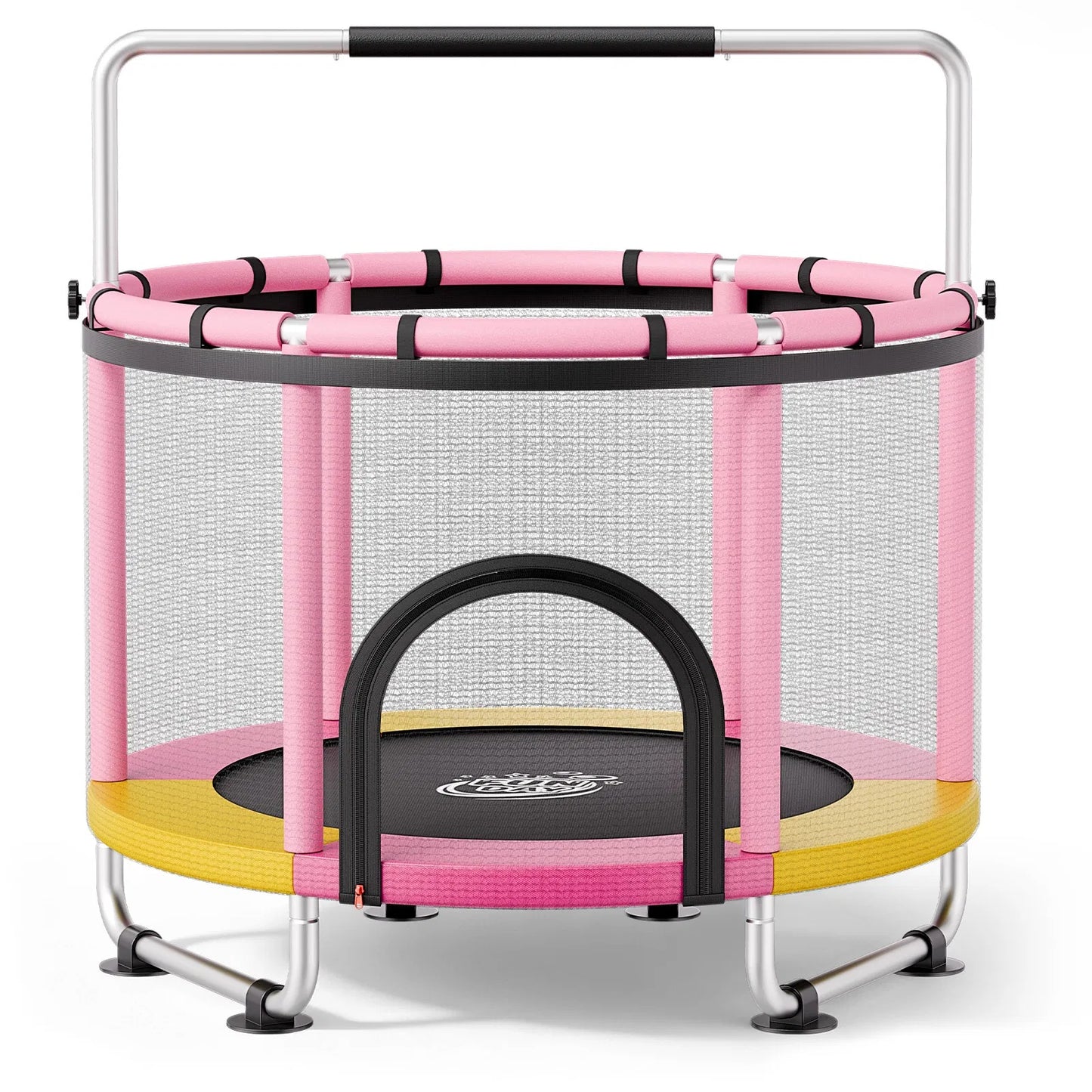 60 Inch Mini Trampoline for Kids - Indoor Outdoor Play with Enclosure Net & Gymnastics Bar