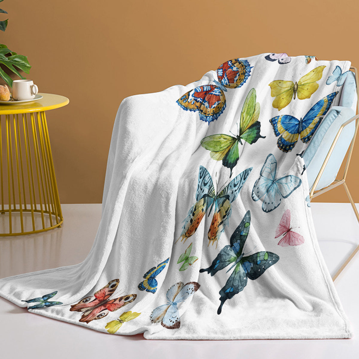 Colorful Butterfly Printed Soft Blanket - Multi-Scene Decorative Throw