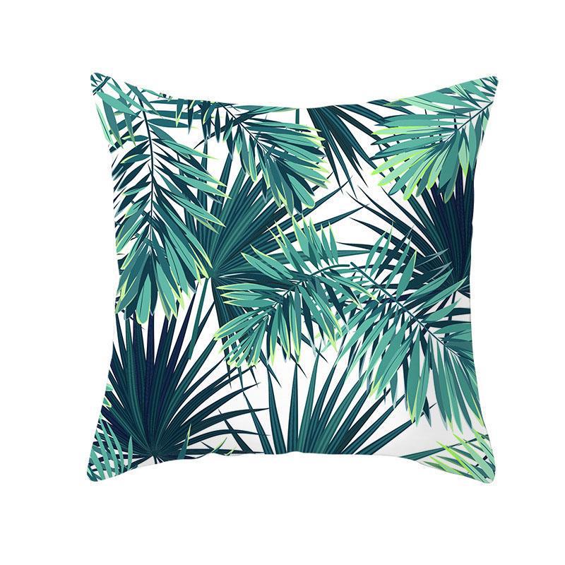 Green Plant Tassel Sofa Pillowcase - 45x45cm Plush Cushion Cover