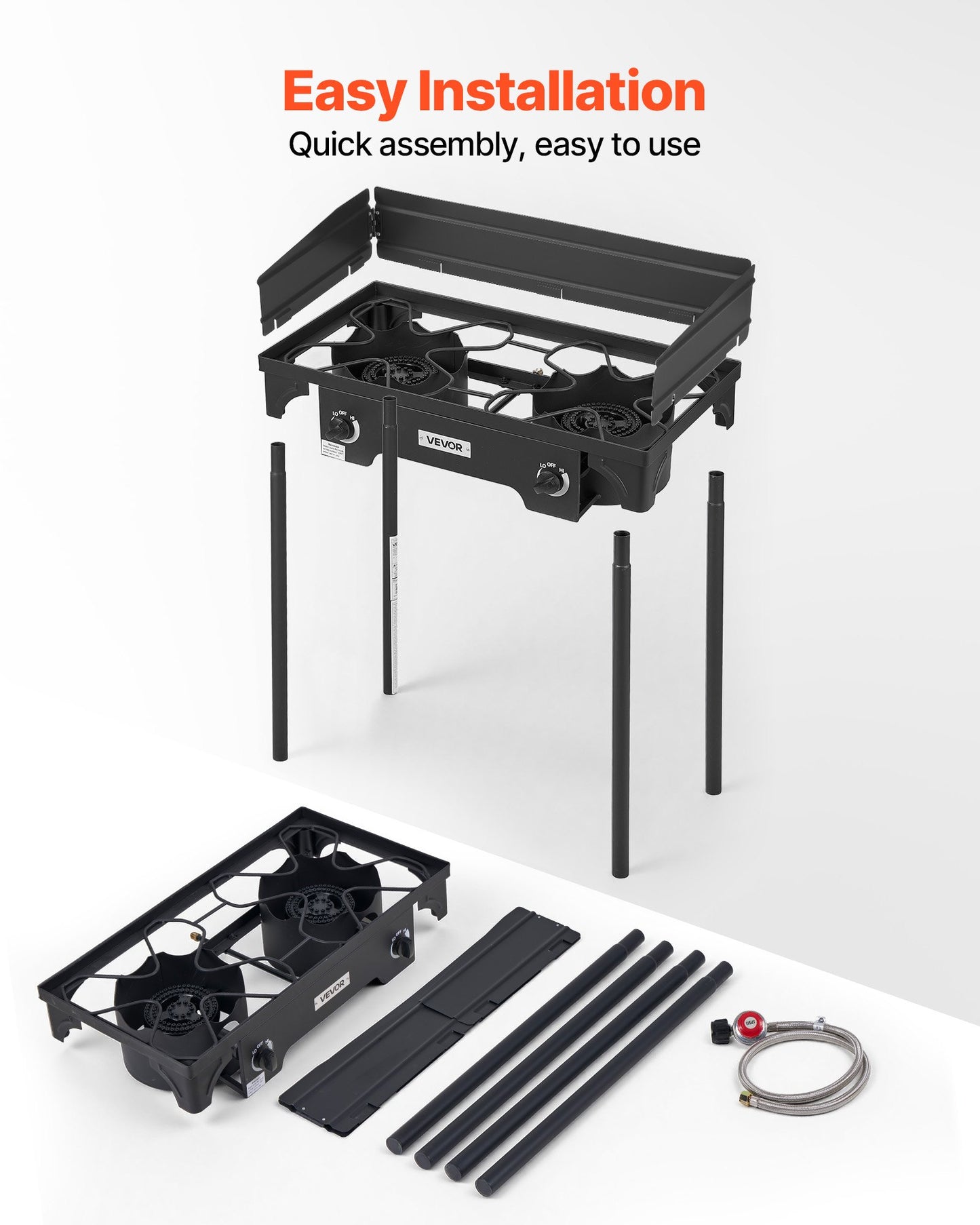 Outdoor Propane Gas Stove 2 Burners 150,000 BTU Camping BBQ Cooker Heavy Duty Steel