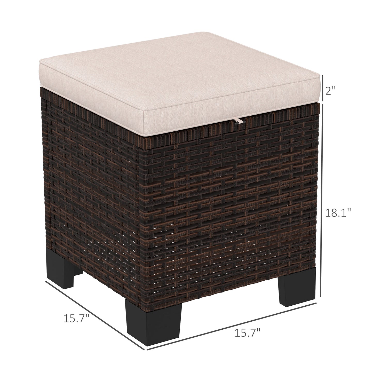 Outdoor Ottoman Set with Cushions - 2 Piece Cream Wicker