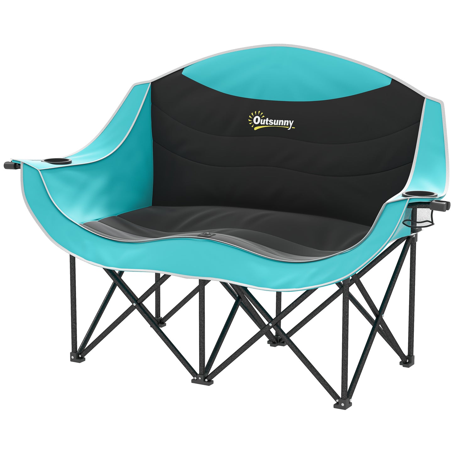 Double Padded Camping Chair with Cup Holders - Green
