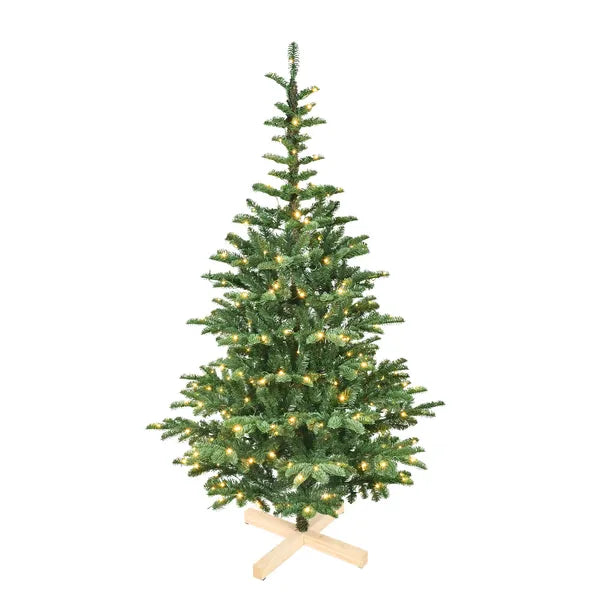 8ft LED Christmas Tree - Green with 1307 Tips, Hinged Base