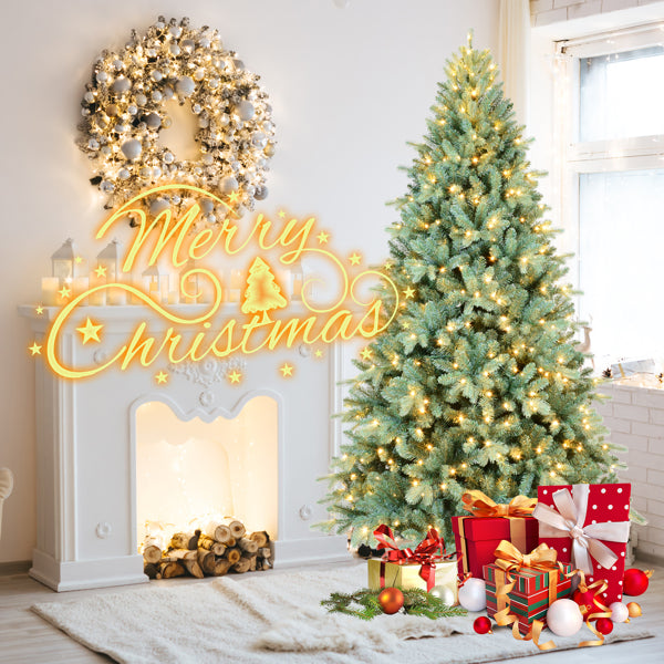 7.5ft Blue Green Tinted Artificial Christmas Tree - Hinged Design