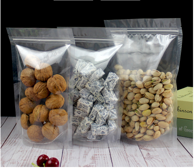 Transparent Stand-Up Food Storage Bag - Thick Plastic Snack Bag