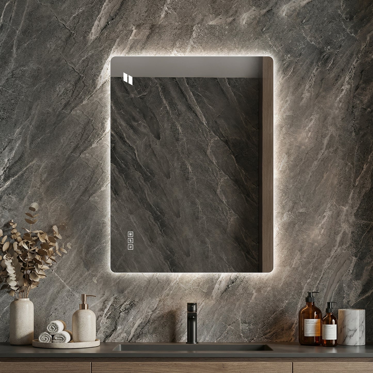 24x32 Inch LED Bathroom Mirror with Anti-Fog & Dimmable Lighting