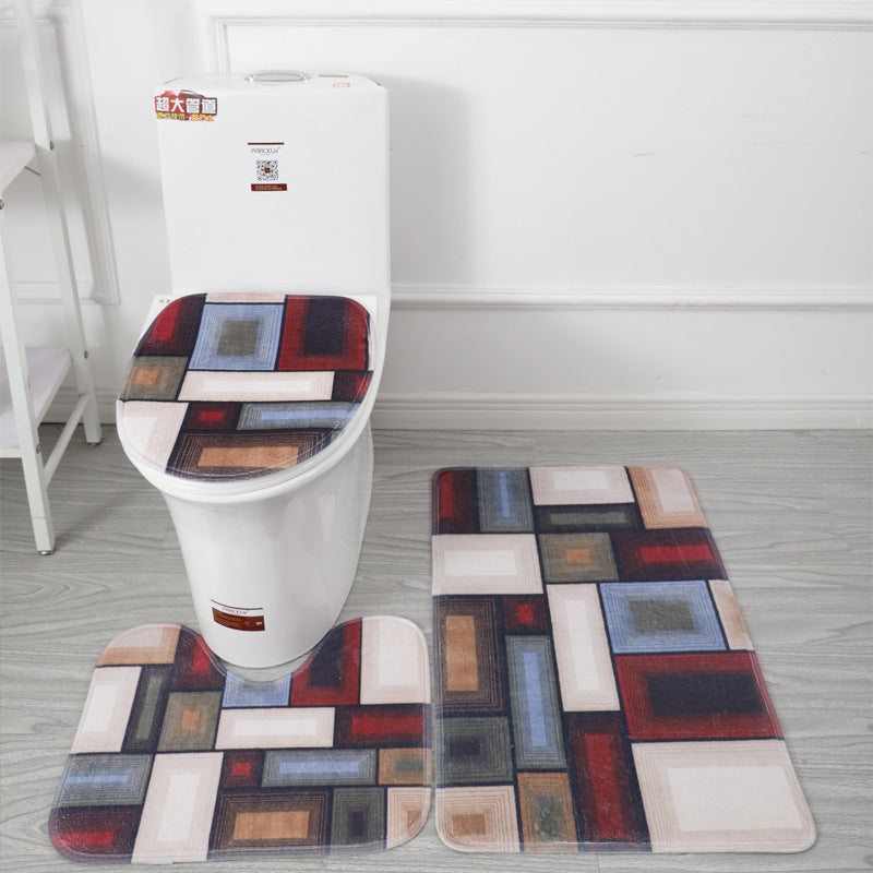 Underwater World 3D Printed Toilet Floor Mat Set - Bathroom Decor & Non-Slip Rug