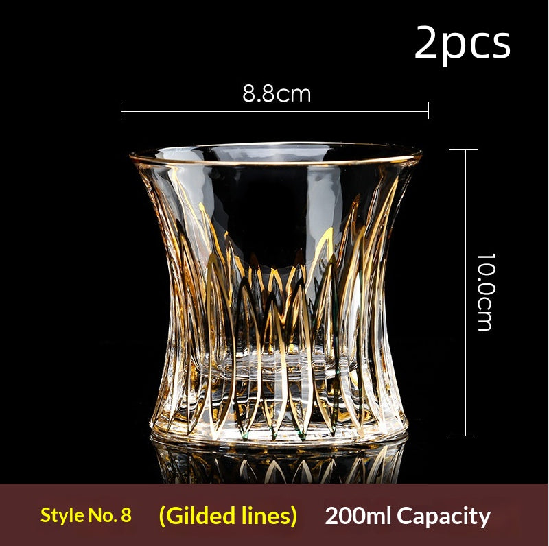 Large Gold-Trimmed Gin Crystal Glass - Vintage Drinkware for Bar & Kitchen