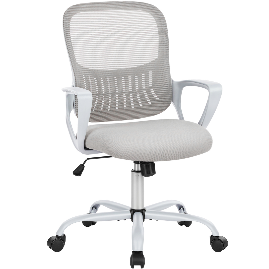 Ergonomic Mid Back Office Chair with Lumbar Support - Grey