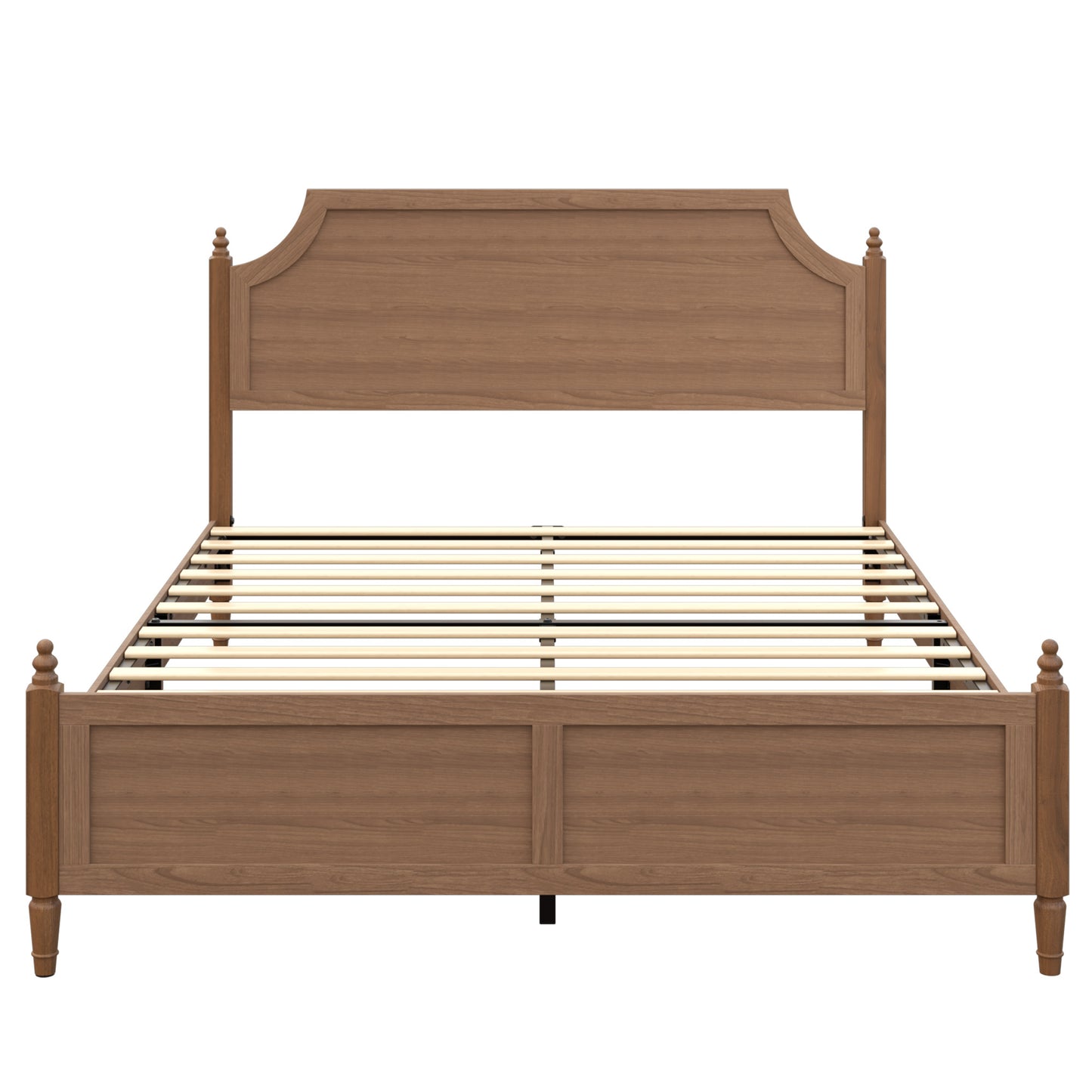Farmhouse Platform Bed Frame with Headboard & Footboard - Dark Brown