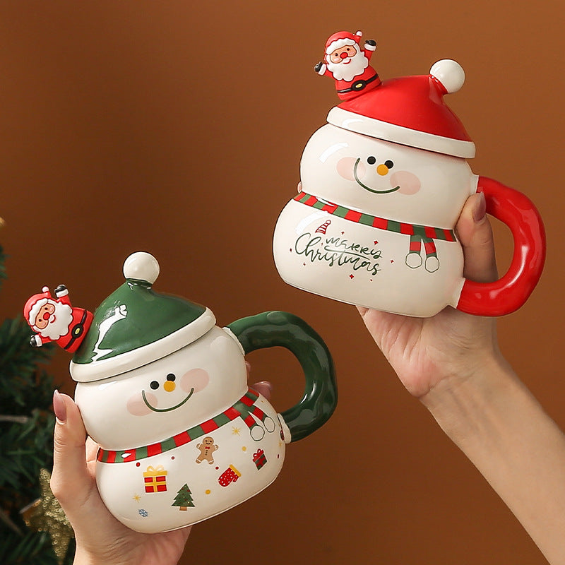 Christmas Snowman Ceramic Water Cup - Large Capacity Festive Drinkware