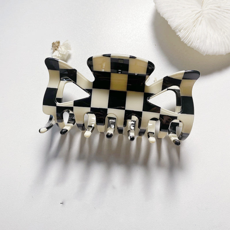 Retro Checkerboard Acetate Hair Clip