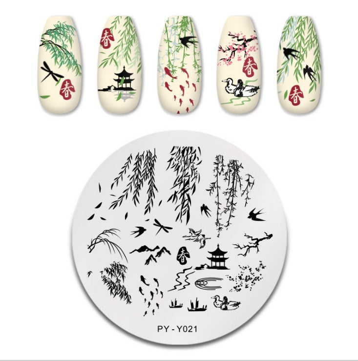 Nail Art Printing Board with Floral Butterfly Design