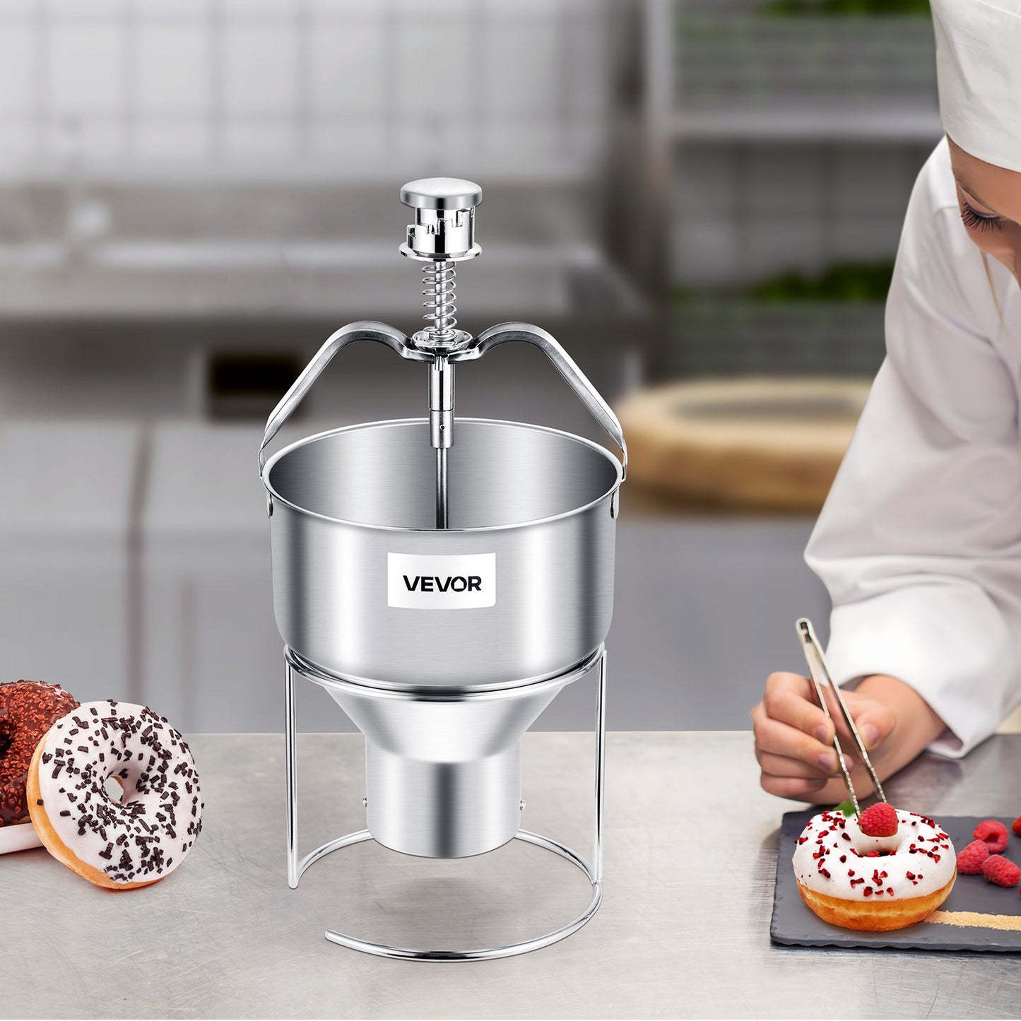 Manual Donut Depositor - 2.4L Stainless Steel Batter Dispenser