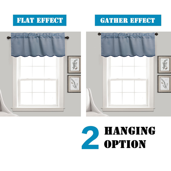 Blackout Window Valances - 2 Panels 52"x18" - Elegant Design