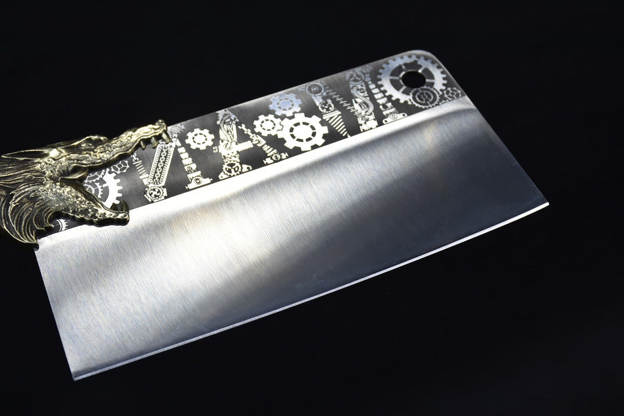 Stainless Steel Copper Handle Meat Cutting Knife V-Shaped Blade