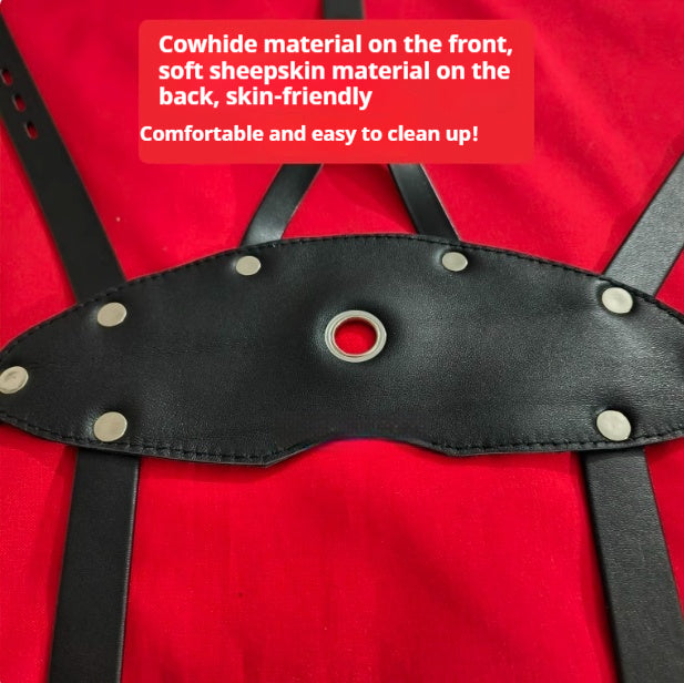 Inflatable Horse Harness Gag with Leather Ball Binding Training Toy