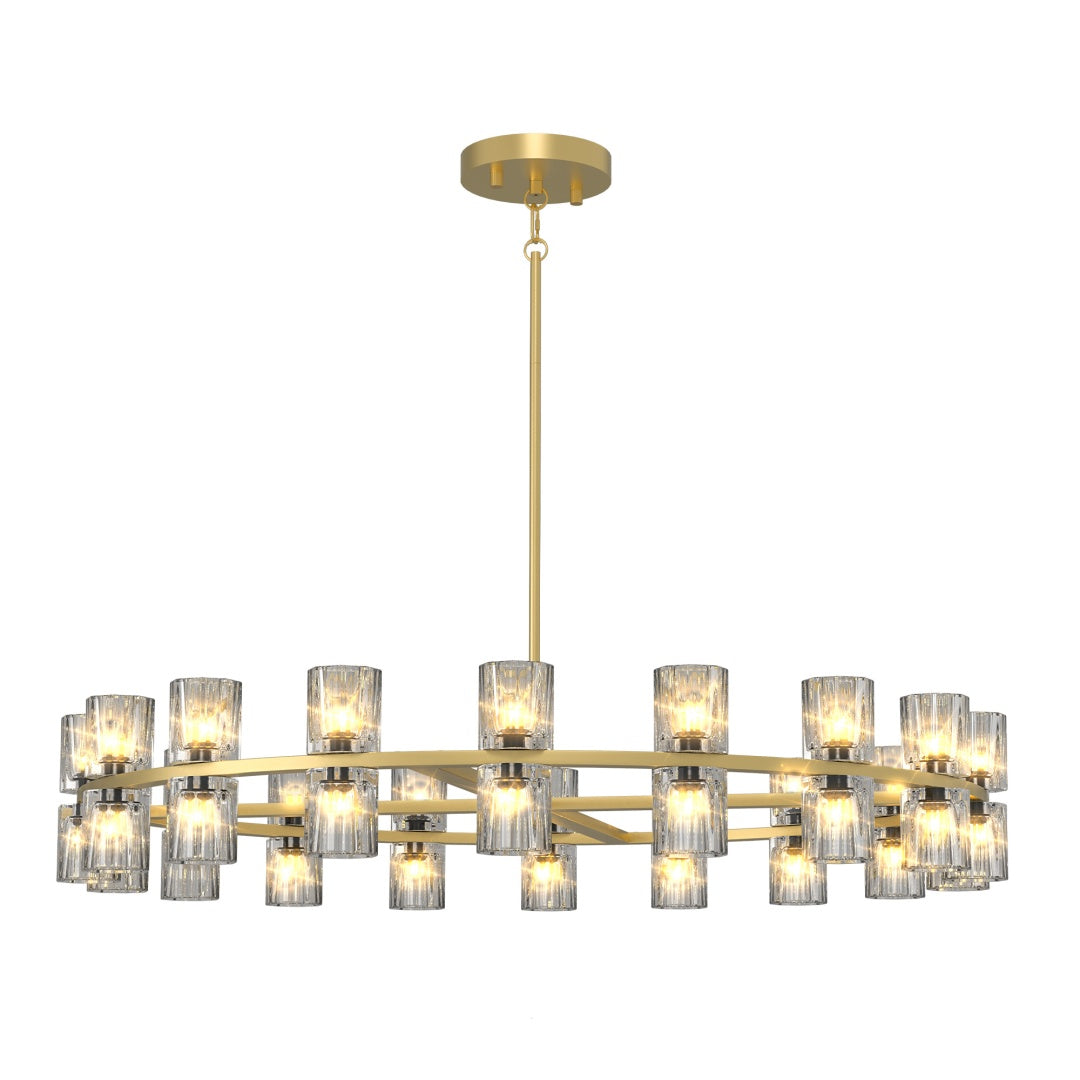 Modern 36-Inch Gold Round Chandelier with K9 Crystal