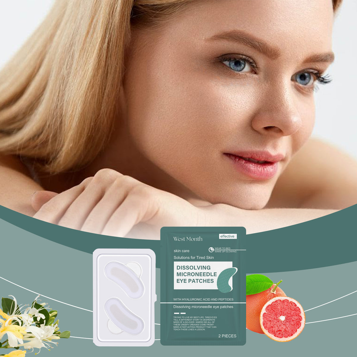 Hyaluronic Acid Microneedle Eye Mask for Eye Bags & Dark Circles - 2pcs