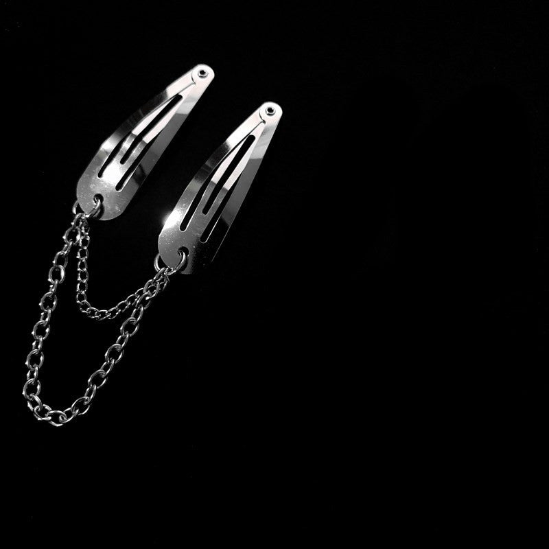 Dark Hairpin Chain - Black Alloy Hair Clip with Silver Variant