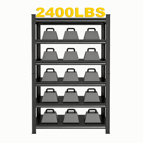 6-Tier Adjustable Metal Storage Rack - 82in High, Black