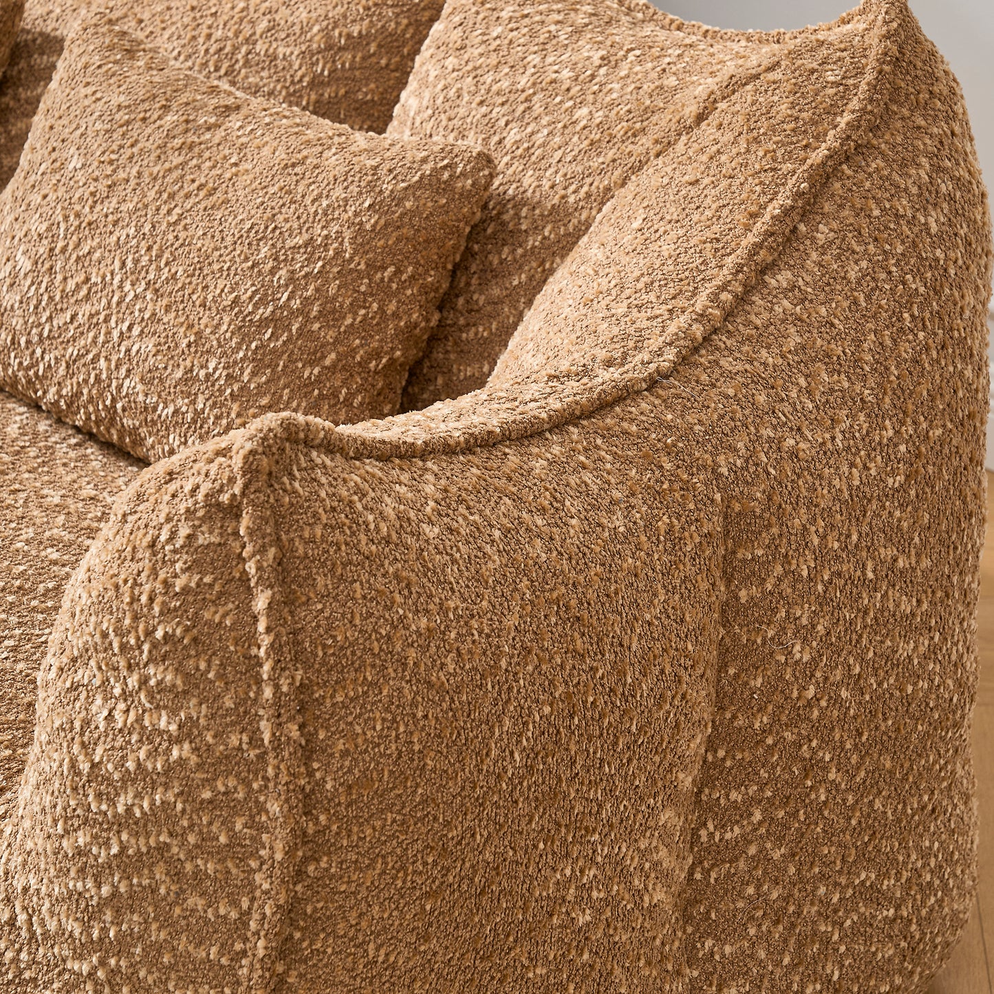 Comfortable Beanbag Chair for Two - Coffee Chenille Sofa