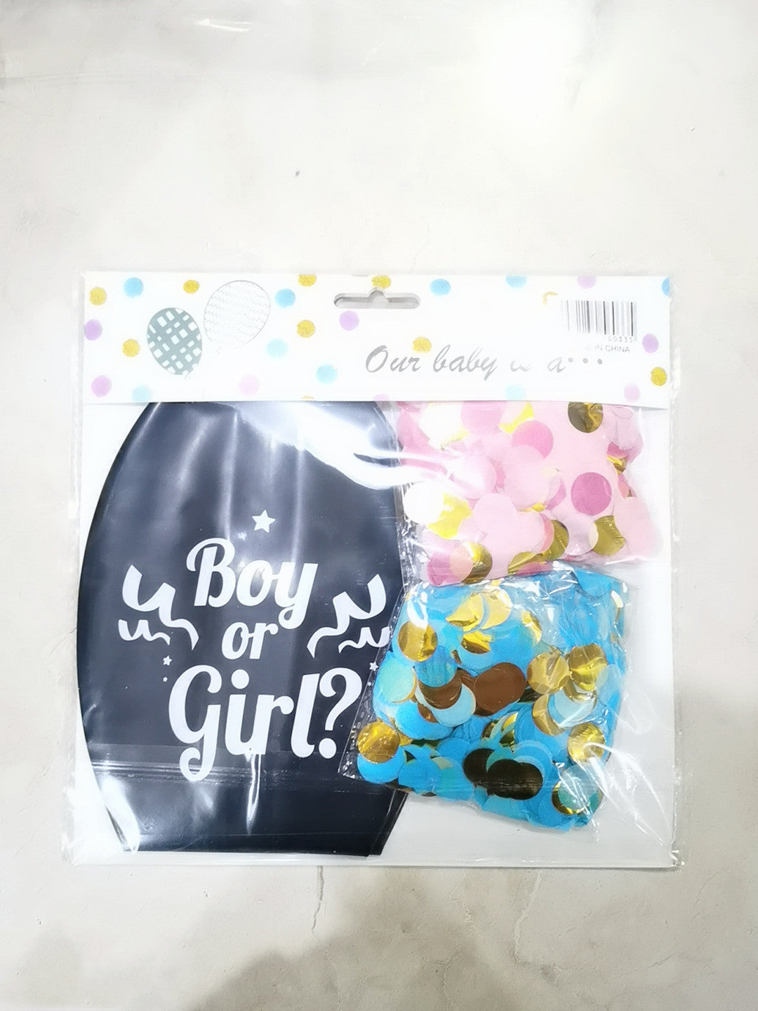 Black Latex Gender Reveal Balloon - Round Party Decoration Set