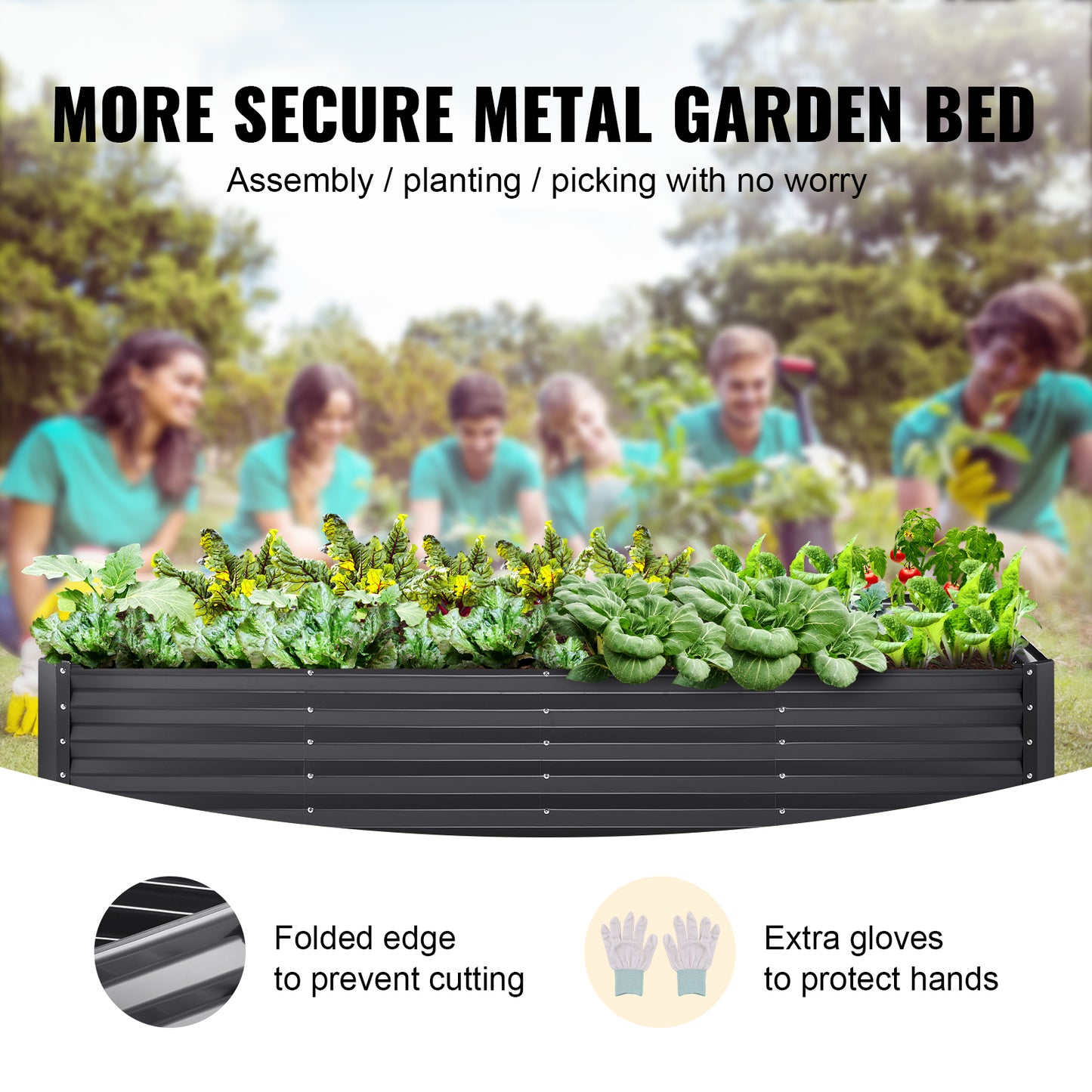Galvanized Raised Garden Bed Planter Box 94.5x47.2x23.6 Inches for Vegetables and Flowers
