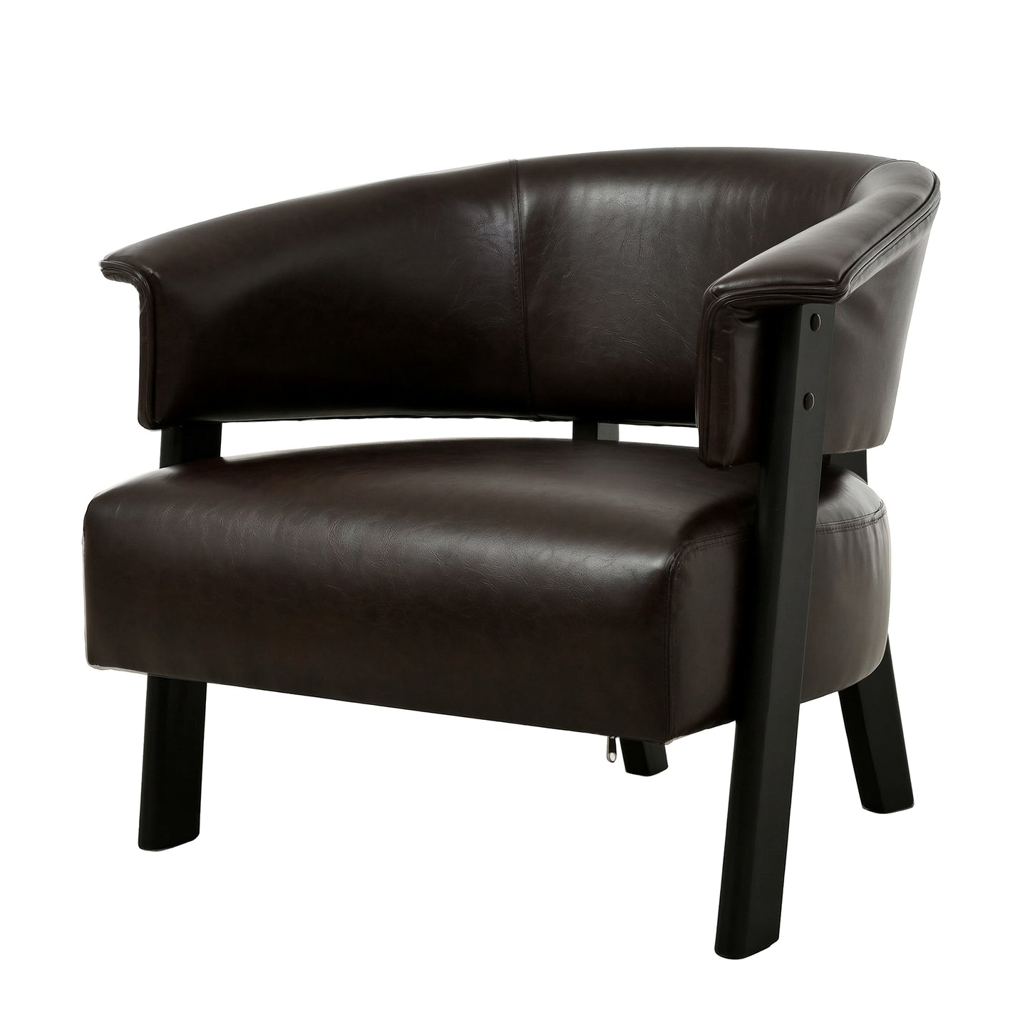Faux Leather Wingback Accent Chair - Comfy Upholstered Armchair