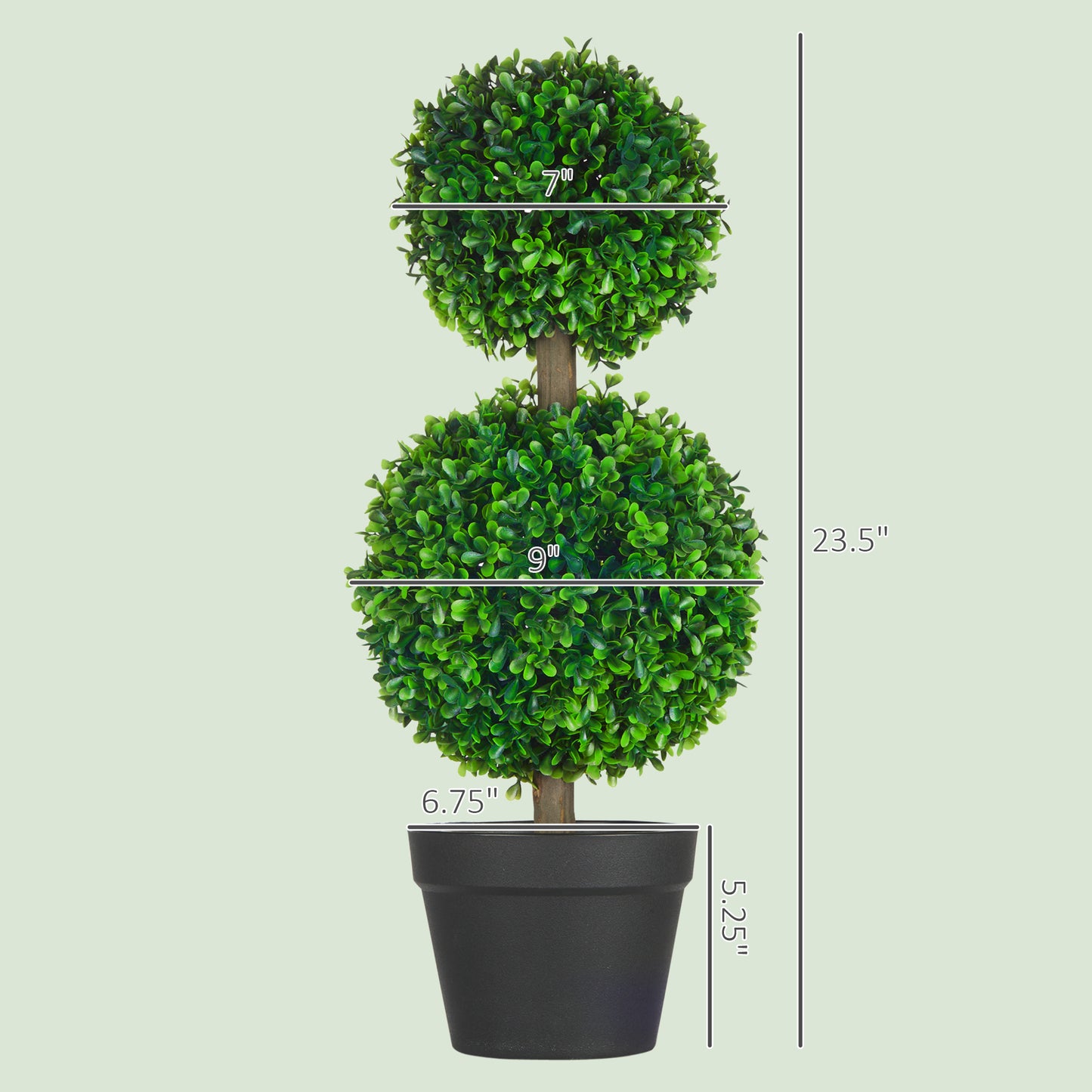 Artificial Boxwood Ball Topiary Tree Set - 23.6" Green - 2 Pcs